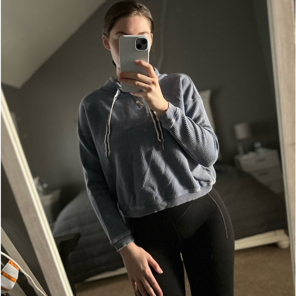 Blue Aerie cropped hoodie